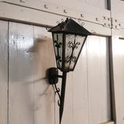 Great Applic Flambeau / Lantern Wrought Iron - Frosted Glass - 1st Half 20th Century
