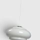 Suspension UFO in white opal with steps and chrome metal
