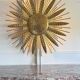 Large golden hammered metal sun wall light with a diameter of 90 cm from the year