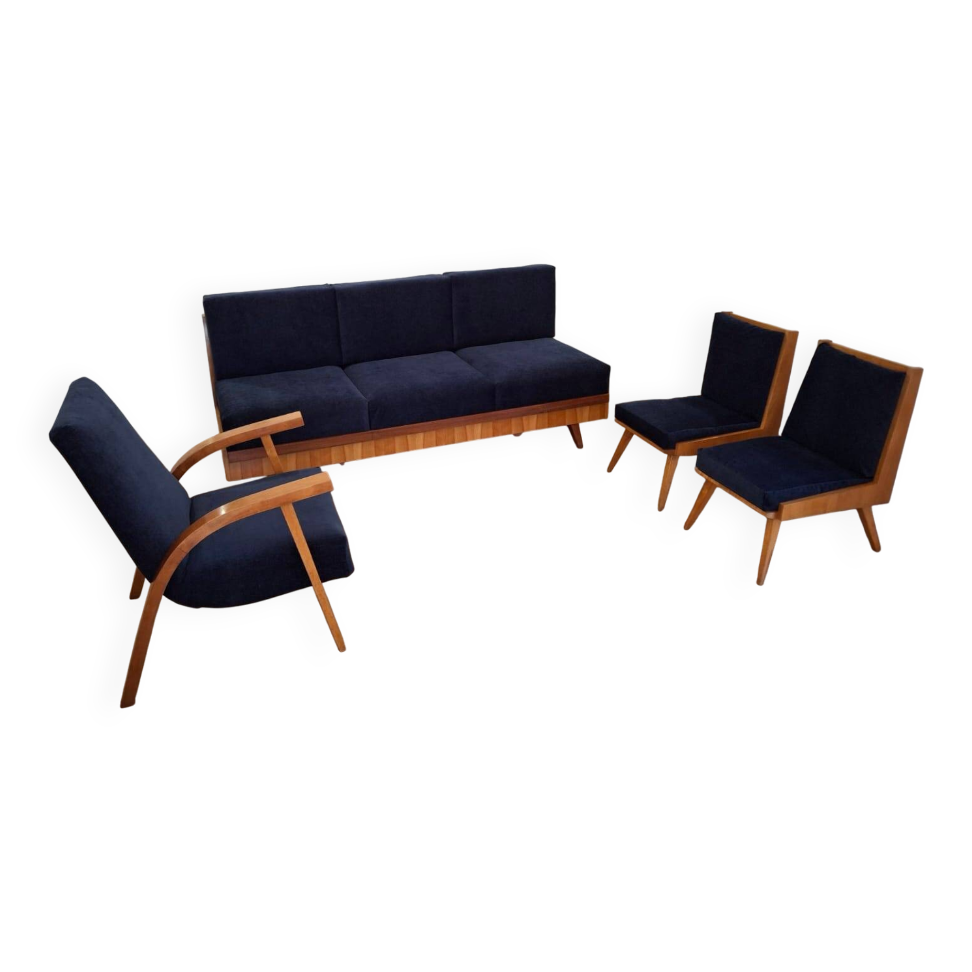 Sofa, lounge chair, two "light" armchairs, designer Lejkowski Leśniewski, 1