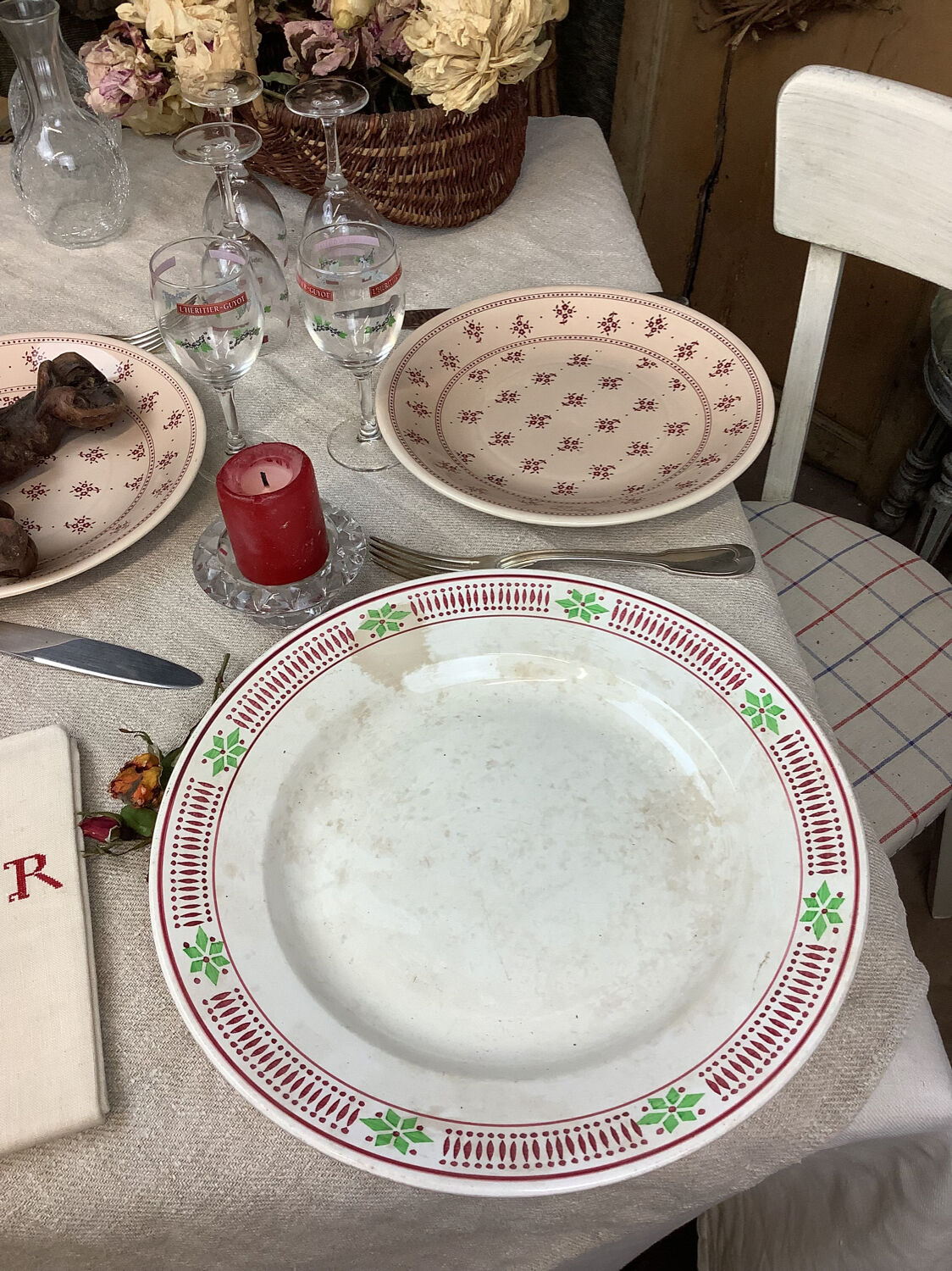 Old artisanal dish made in France Digoin