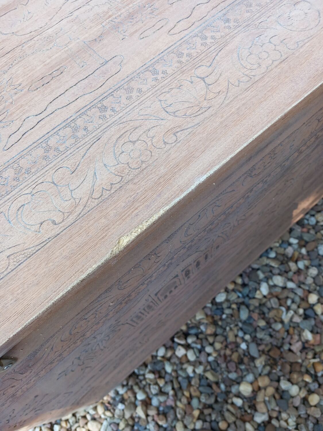 Antique carved wooden chest