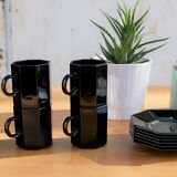 Set of 6 cups and under black vintage cups