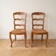 Set of 6 antique chairs in solid cherry wood and woven straw.