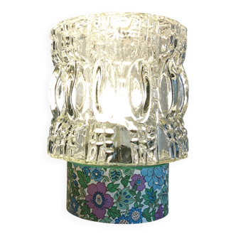 Living room lamp bedside desk vintage transparent glass flowers purple blue green