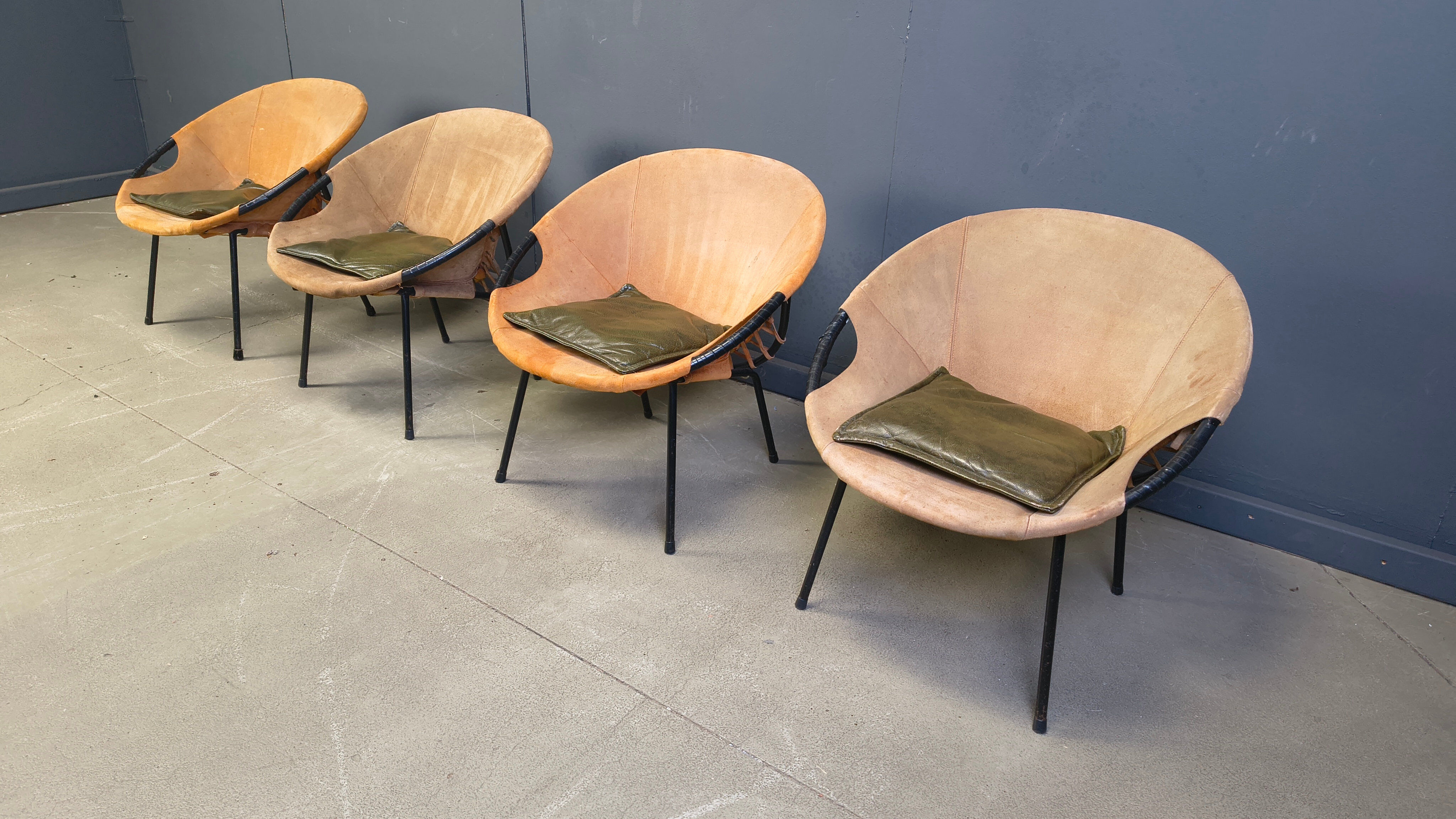 Vintage balloon chairs by Lusch & Co, 1960s - set of 4