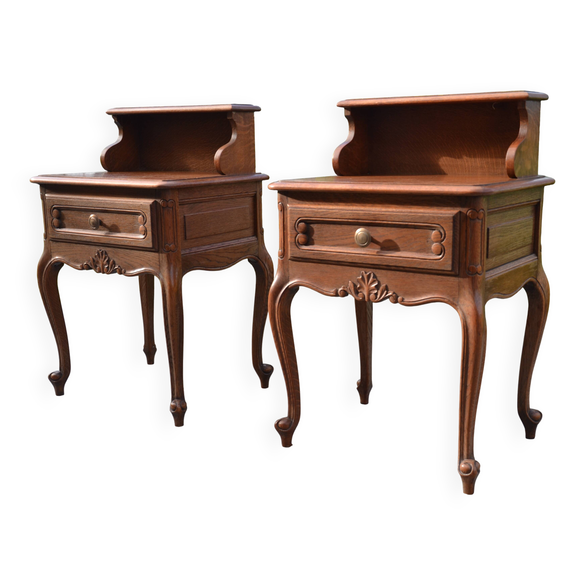 Two oak bedside tables.