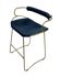 Contemporary Chair / Stool with Backrest in Aged Brass Metal and Navy Blue Leather