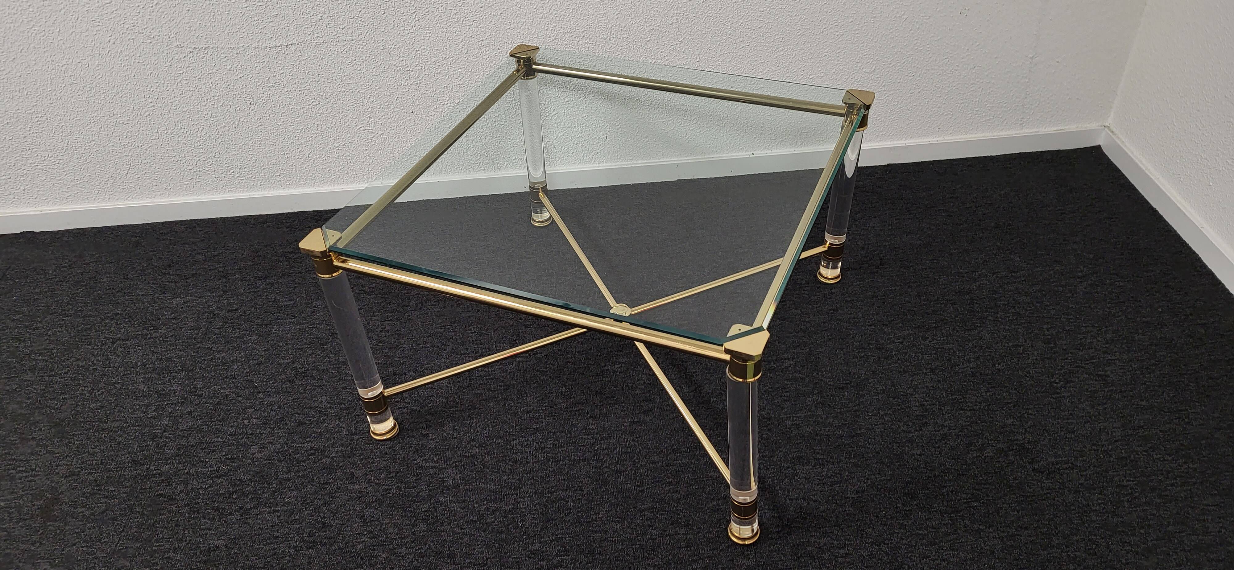 Hollywood Regency gold and perspex side or small coffee table