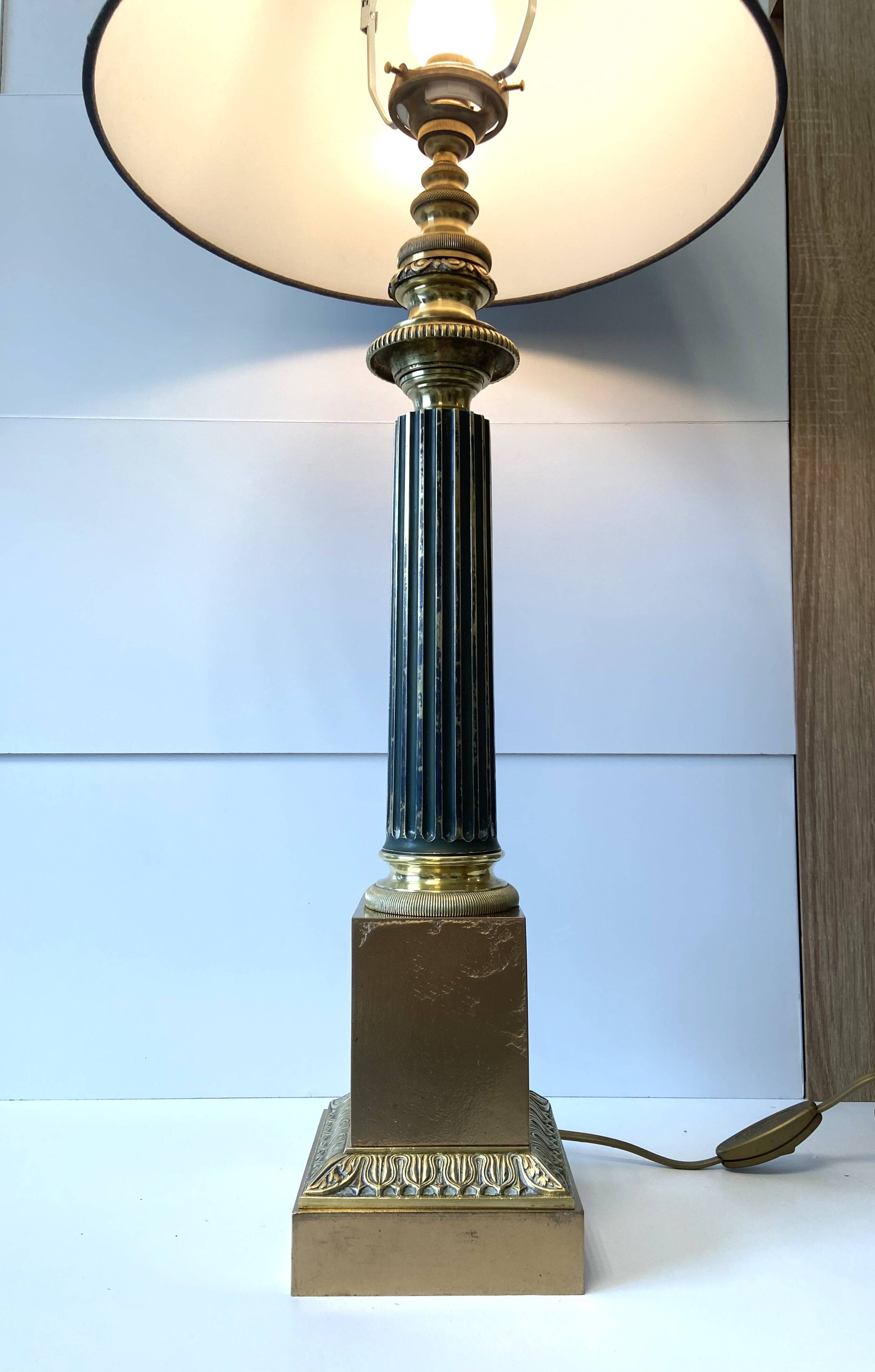 Large CARCEL Lamp in Gilded Bronze & Brass, Early 1800s Empire France