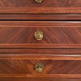 Bedside table of the 18th Louis XV period in marquetry and marble