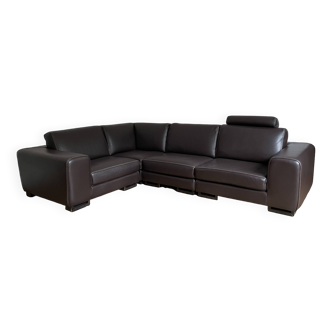 Rochebobois chocolate leather sofa