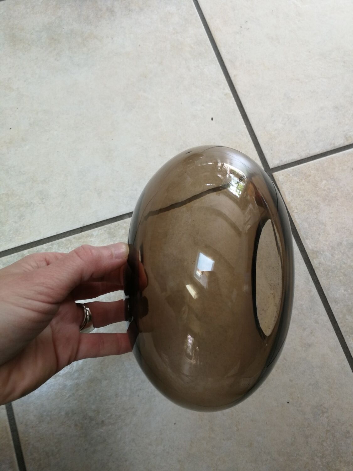 Chandelier 3 balls smoked glass 70's