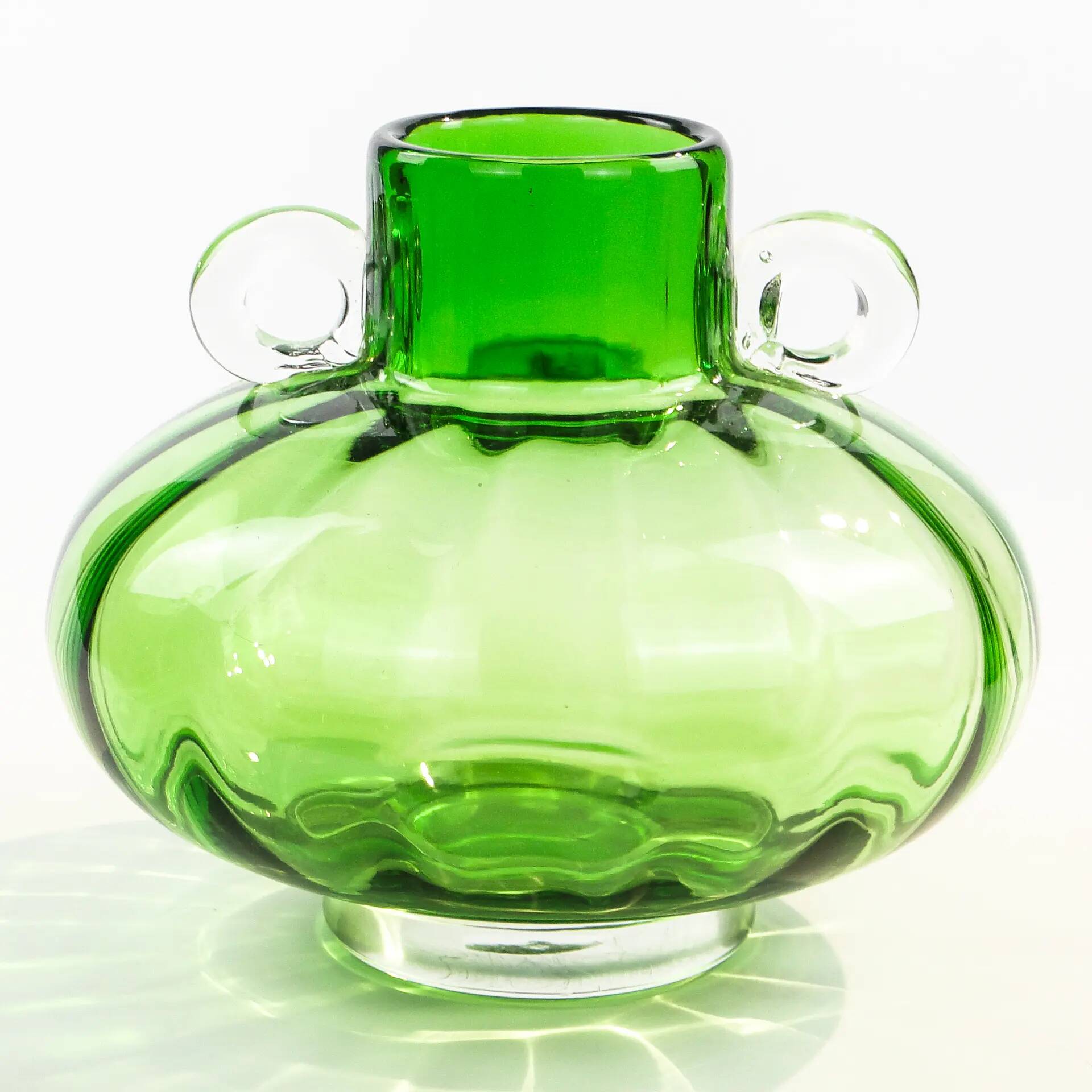 Mid-century modern vase, turquoise glass, Poland, 1970s