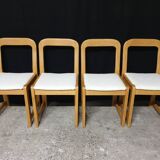Set of 4 Scandinavian beech chairs from the 70s