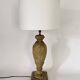 Wooden lamp, new 2 m fabric cable, cotton lampshade