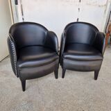 Pair of armchairs in imitation leather