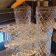 Set of three long drink glasses in pressed glass with a diamond pattern, 1960.