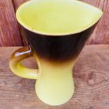 Antique pitcher in glazed yellow ceramic from the 1950s, France