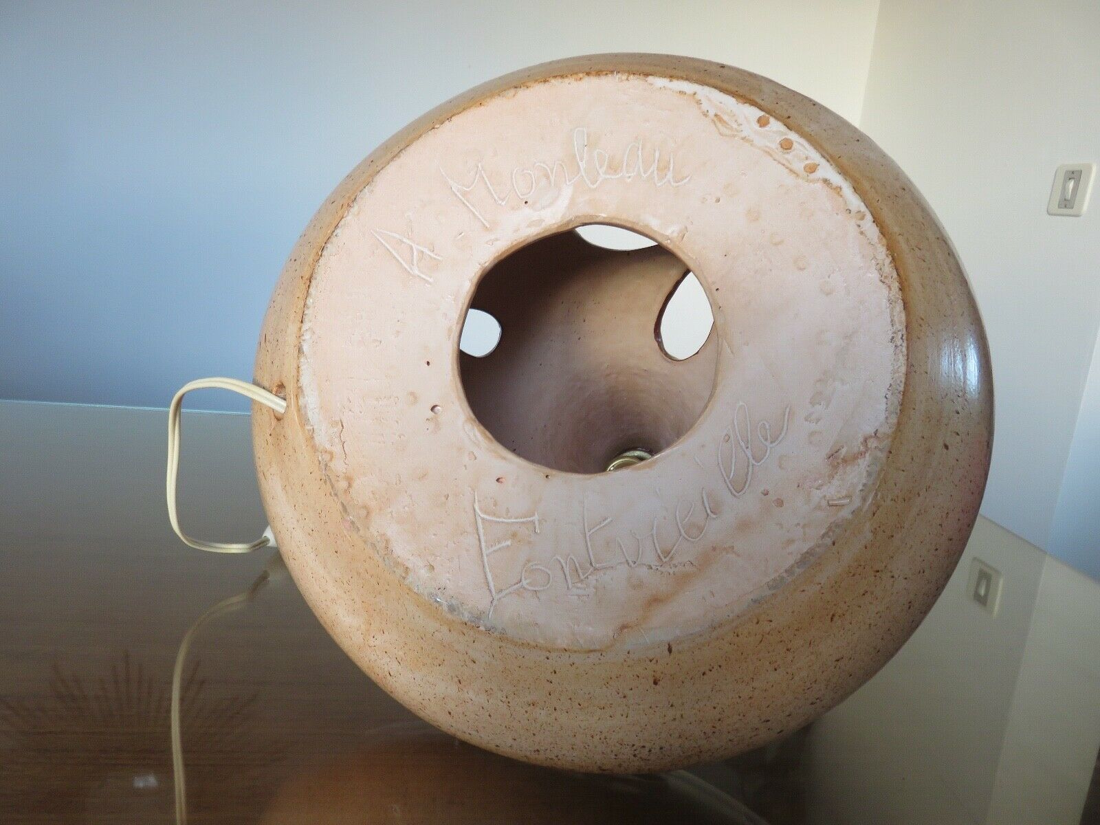Ceramic lamp foot signed double lighting 50 60 years