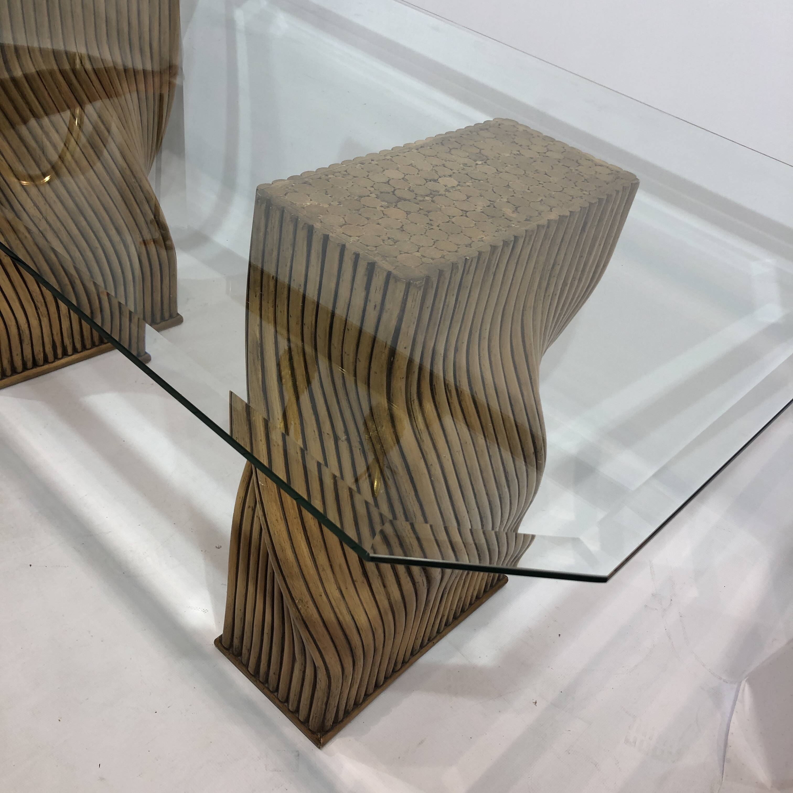 Mehitabel McGuire Twisted Pedestal Bamboo Dining Table MidCentury Boho 1970