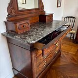 19th century mahogany dressing table with grey marble top