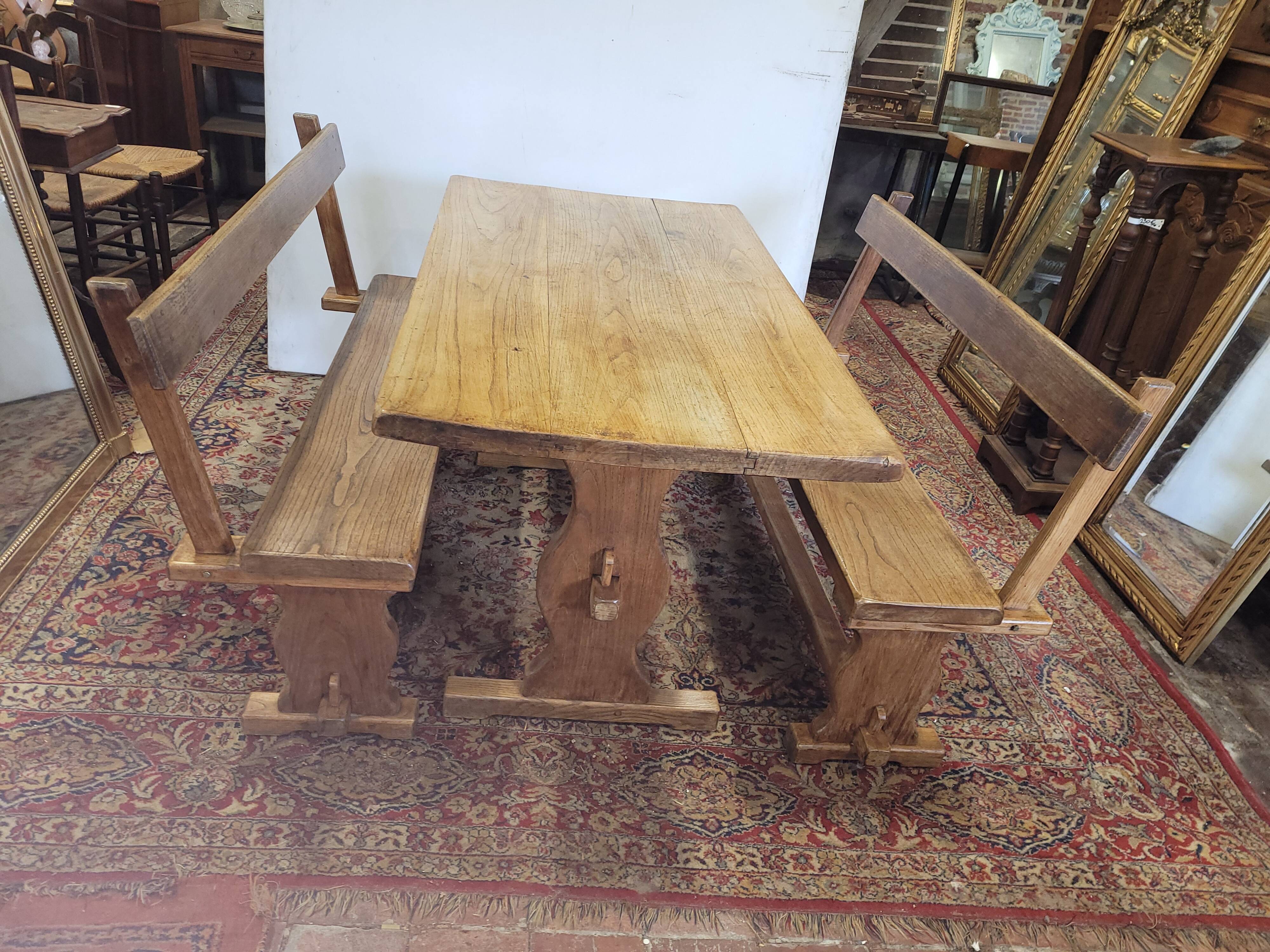 Farm table with benches