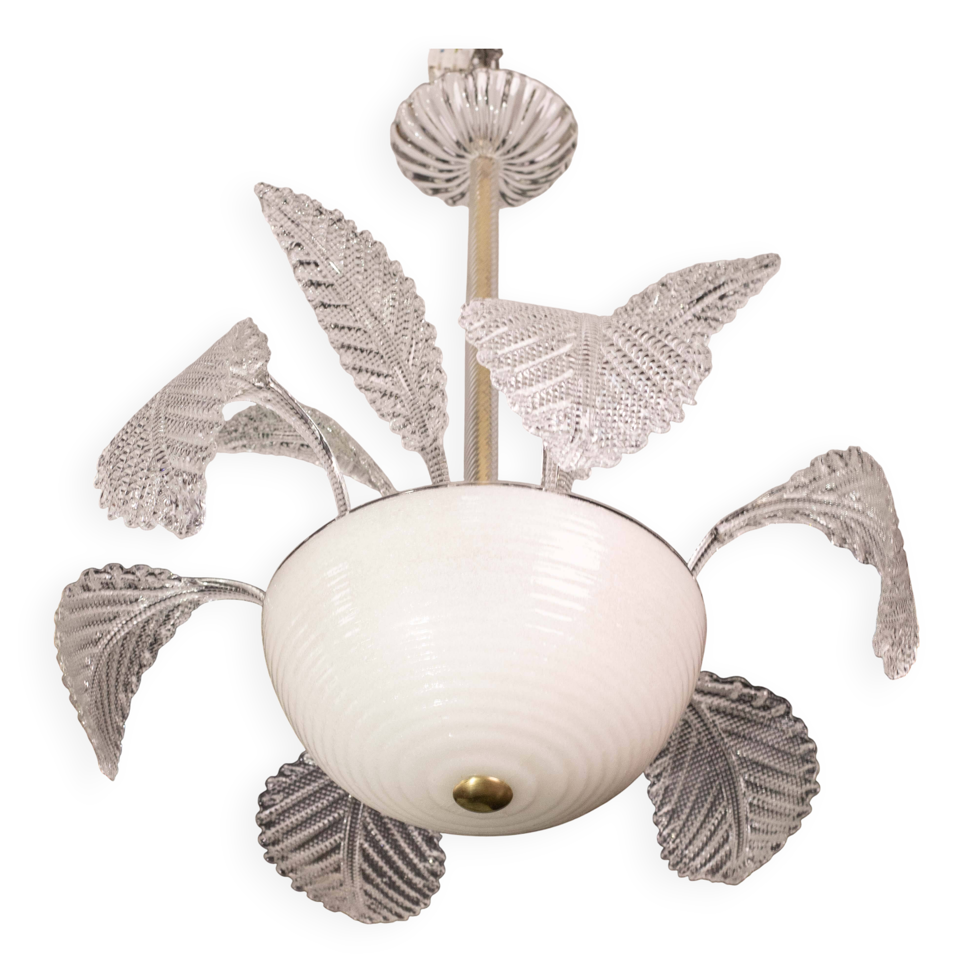 Luxury Barovier & Toso Chandelier, Murano Pulegoso Glass, 1950s