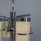 Restored Bauhaus/Art Deco chrome & glass chandelier, Czechoslovakia, 1930s