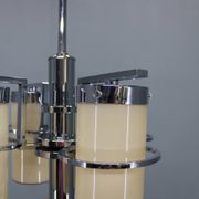 Restored Bauhaus/Art Deco chrome & glass chandelier, Czechoslovakia, 1930s