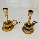 Pair of gilded brass candlesticks