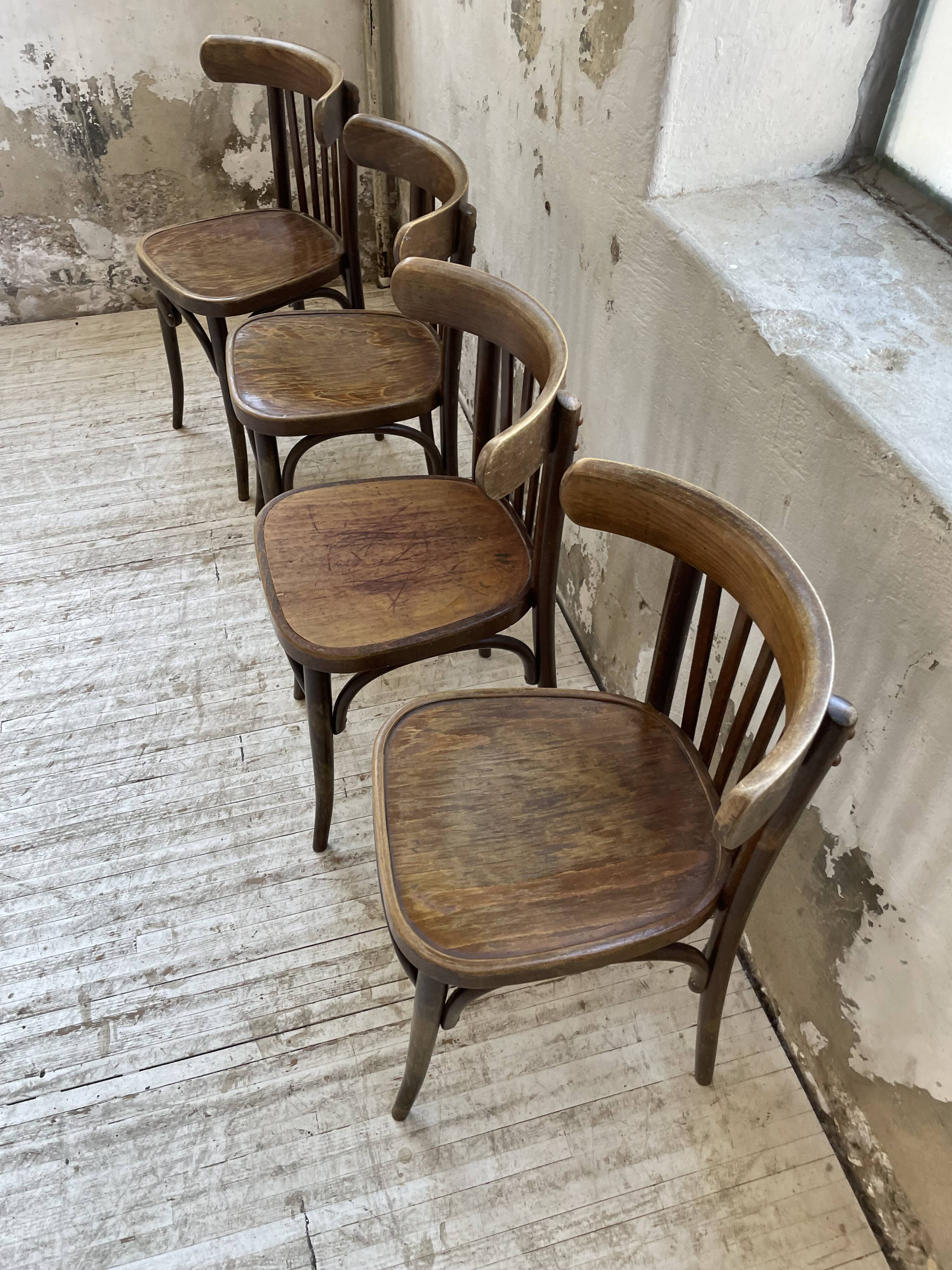 Set of 4 wooden bistro chairs