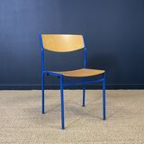 Chaise gijs van der sluis bois pieds bleu majorelle pays-bas annees 70