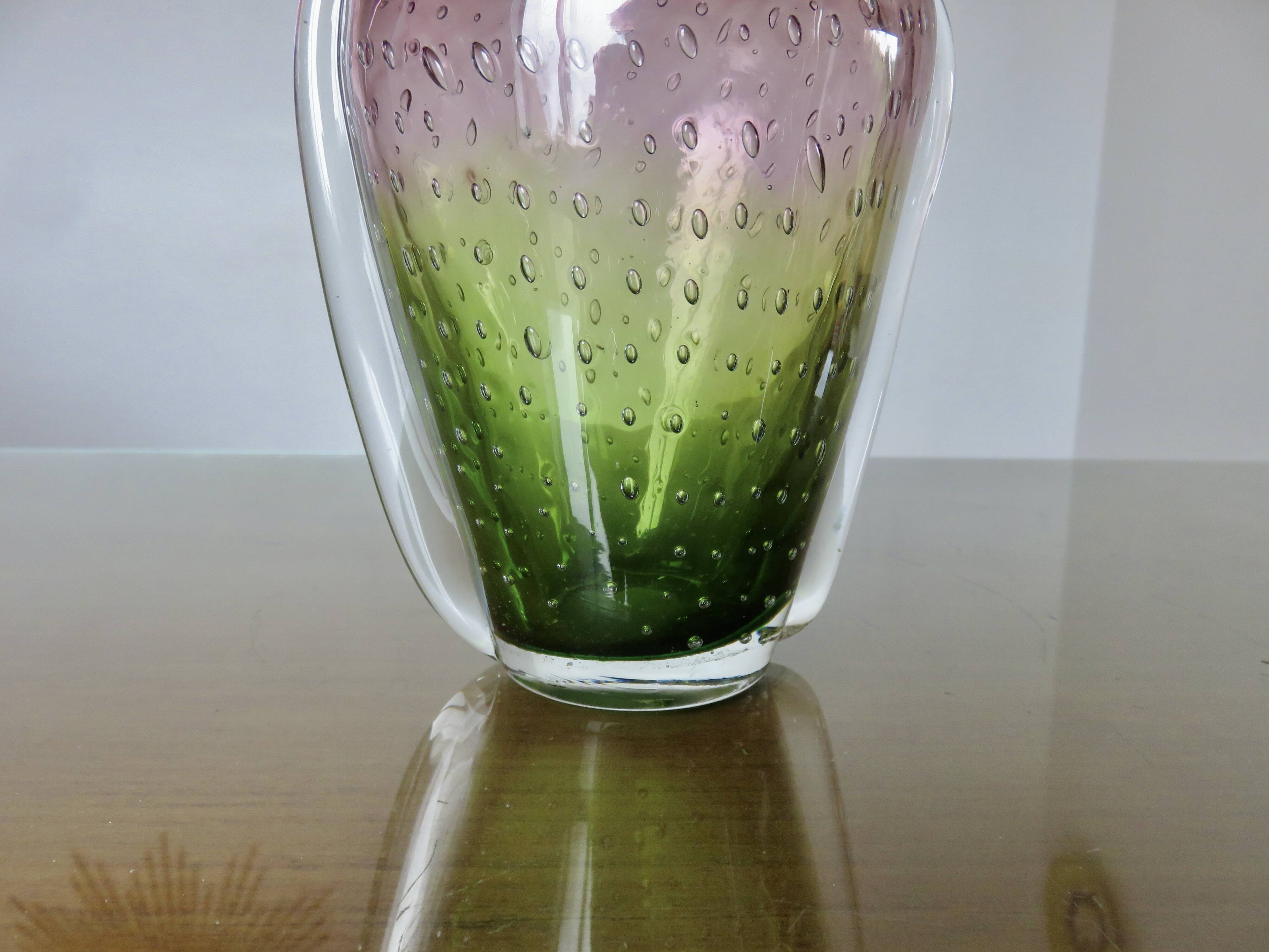 Murano vase in blown glass, bubbled, 50s-60s