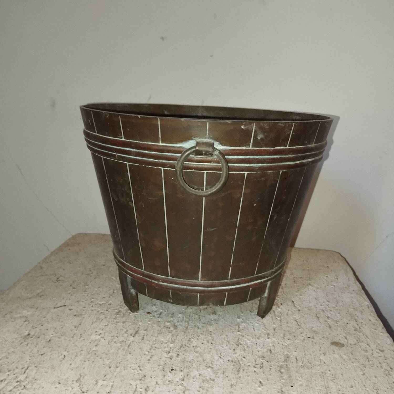 Antique brass planter