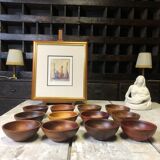 Set of 12 wooden bowls