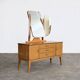 Coiffeuse en bois, laiton et verre, Suède années 1960