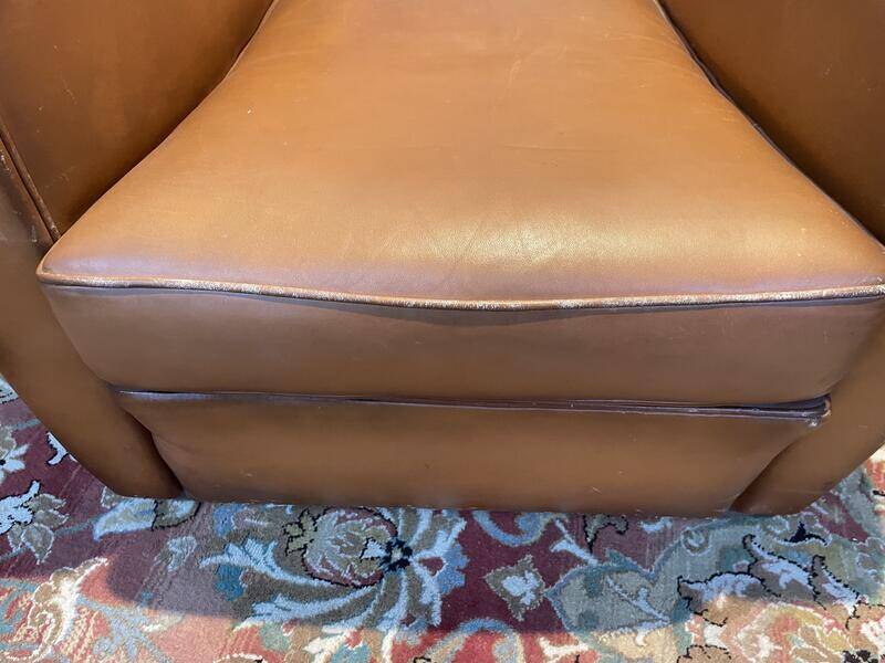 Pair of art deco leather club armchairs