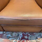 Pair of art deco leather club armchairs