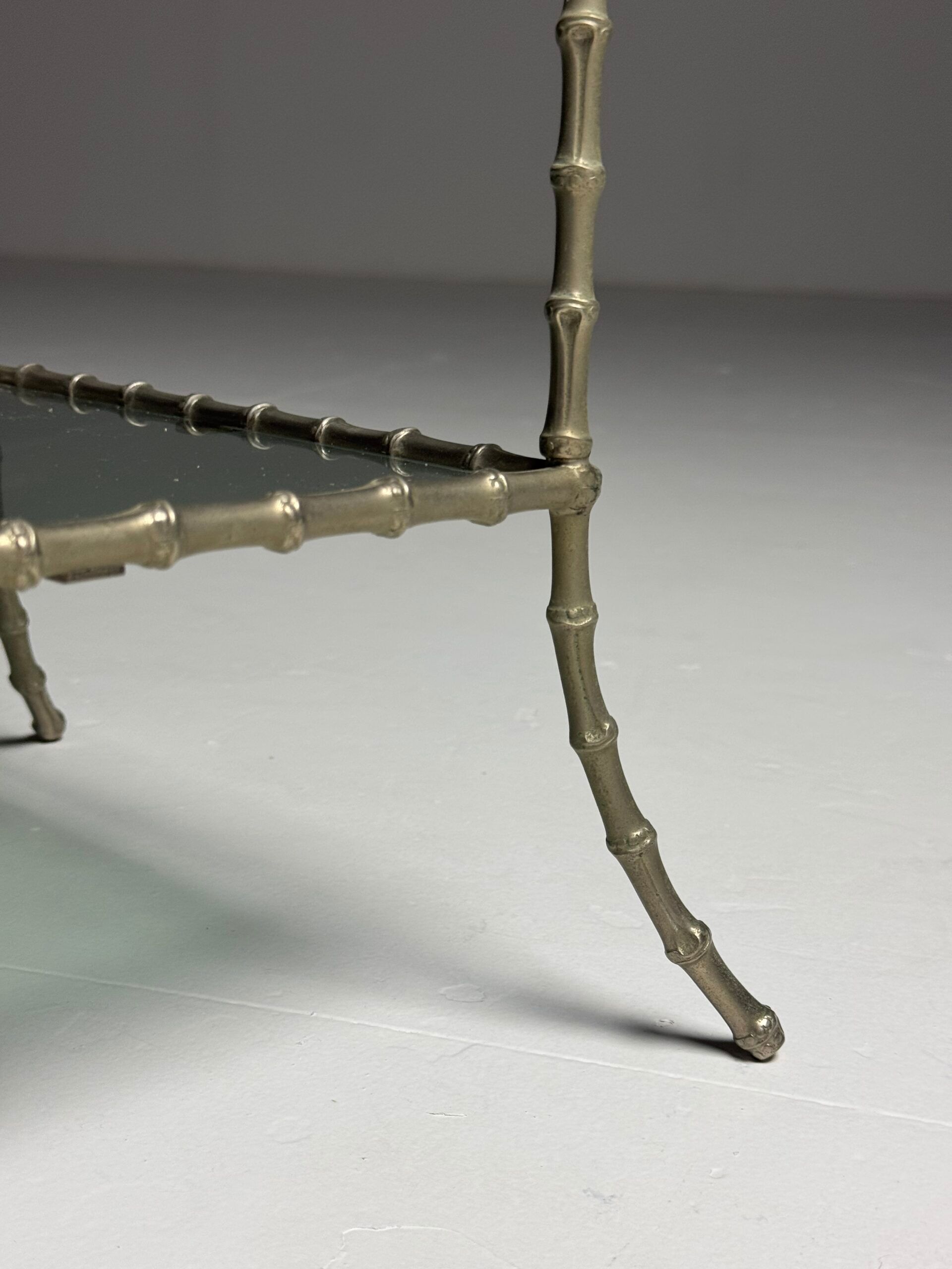 Faux bamboo side table metal