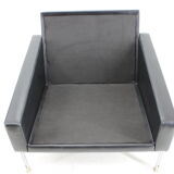 1960s Pair of Steel and Leather Armchairs by Lübke, Germany