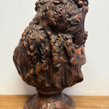 Terracotta sculpture Bust of Bacchus Grapes and vines in the style of