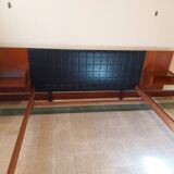 Scandinavian bed in rosewood with built-in bedside