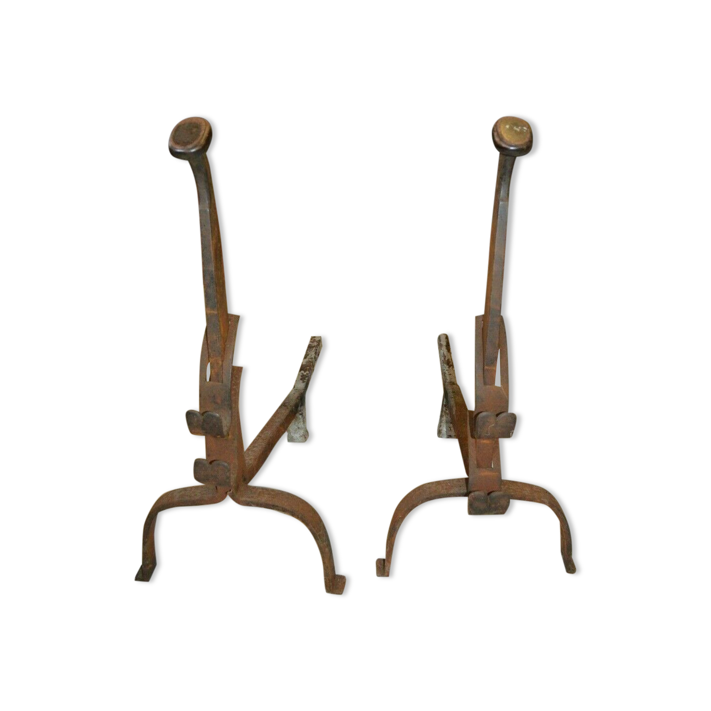 Pair of wrought iron chenets