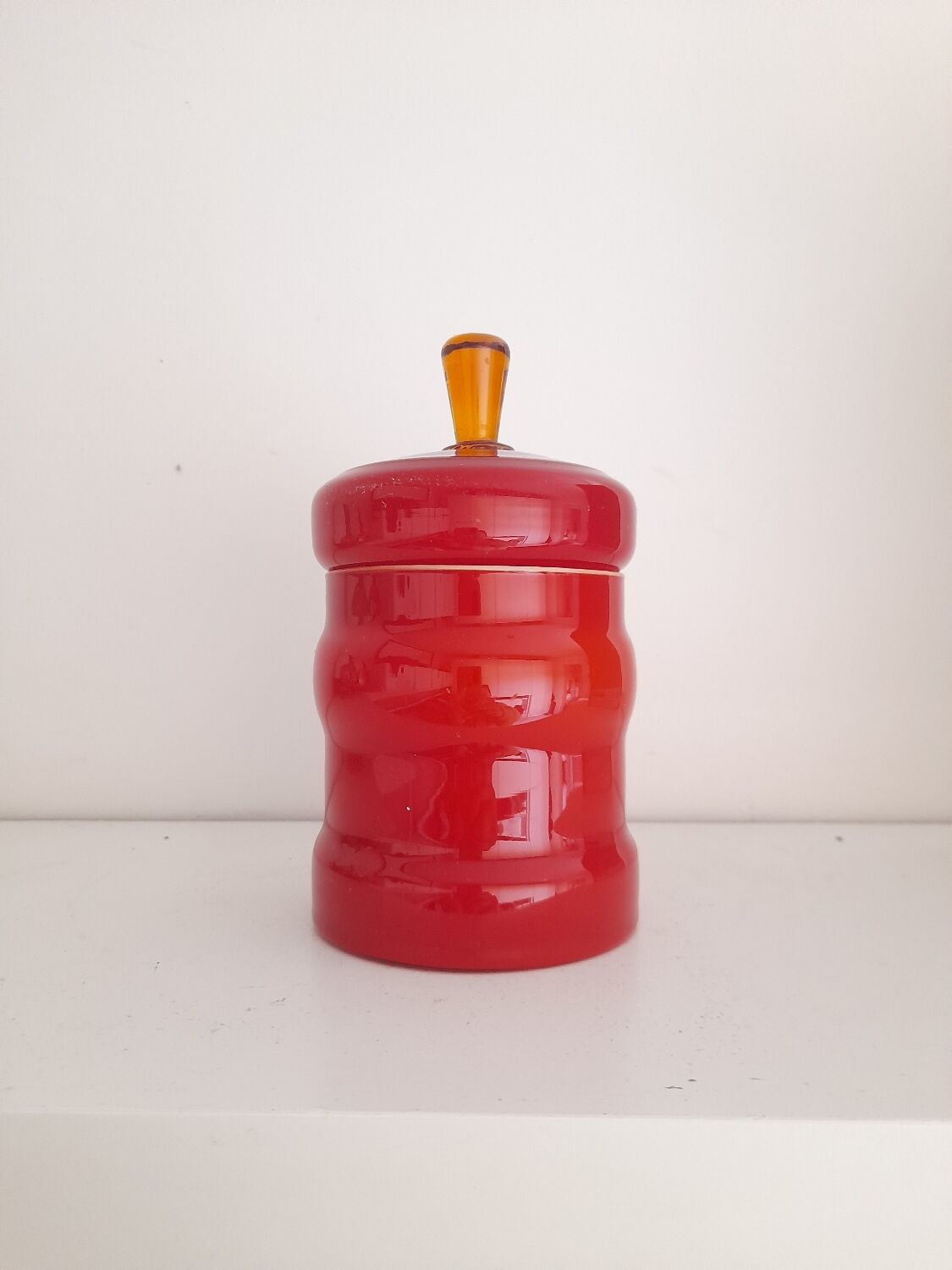 Italian candy box in red opaline