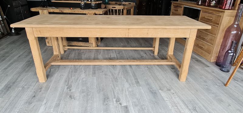 Large farmhouse table in raw solid oak