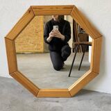 80s hexagonal pine mirror