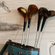 Burton golf bag and vintage clubs
