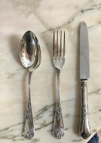Silver metal cutlery of the silversmith Saint Medard