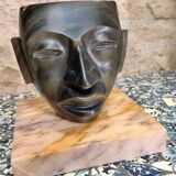 Sculpture - man's face in obsidian